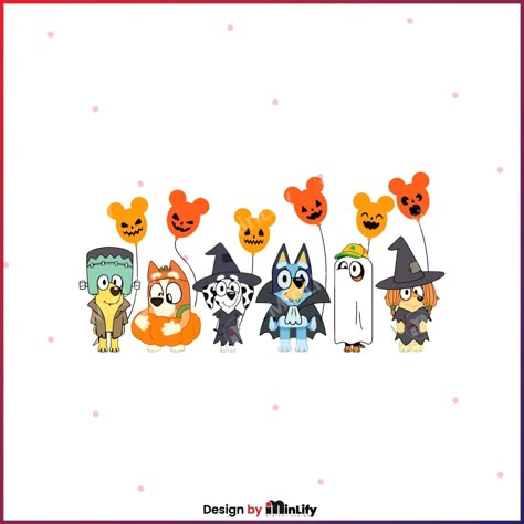 Bluey Inspired Jewelry, Bluey Halloween Svg, Bluey Halloween Shirt, Bluey Fall Wallpaper, Bluey Halloween Wallpaper, Bluey Halloween Party, Halloween Bluey, Cute Halloween Characters, Bluey Halloween