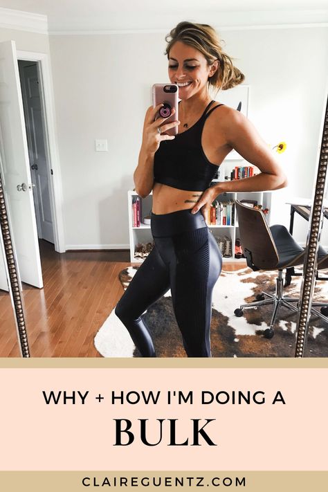 I'm Doing a Bulk! The Why, the Process + FAQs | If you’re interested in building muscle, bulking is a great way to meet this fitness goal! In this post, I’m sharing more about the reasons for bulking for women, what my meals and workouts will be like during the bulk, along with tips and inspiration if you’re considering bulking for muscle building. Claire Guentz #claireguentz #bulkingforwomen #macros #macrosdiet #musclebuilding Bulk Up Meal Plan For Women, Bulking For Women, Caloric Surplus, Bulking Tips, Bodybuilding Women Diet, Muscle Building Women, Weight Lifting Routine, How To Start Exercising, Macros Diet