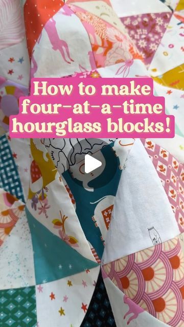 Francesca Olsen on Instagram: "A couple of quilt friends tagged me in their hourglass block-making so I decided to do a quick tutorial! I LOVE doing hourglass blocks this way because they all turn out different and it’s faster than doing the two-HST method. You can make them any size and they are easy to batch sew! I am probably going to make another hourglass quilt now…please let me know if you use this method 😍

🏷️
Hourglass quilt blocks, sewing tutorial, quilt block tutorial, quilting, ruby star society, sewing hack, quilting hack, mixed prints, power clashing" Hourglass Quilt Pattern, Power Clashing, Hourglass Quilt Block, Hourglass Quilt, Ruby Star Society, Mixed Prints, Quilt Block Tutorial, Glass Blocks, Quilting Tips