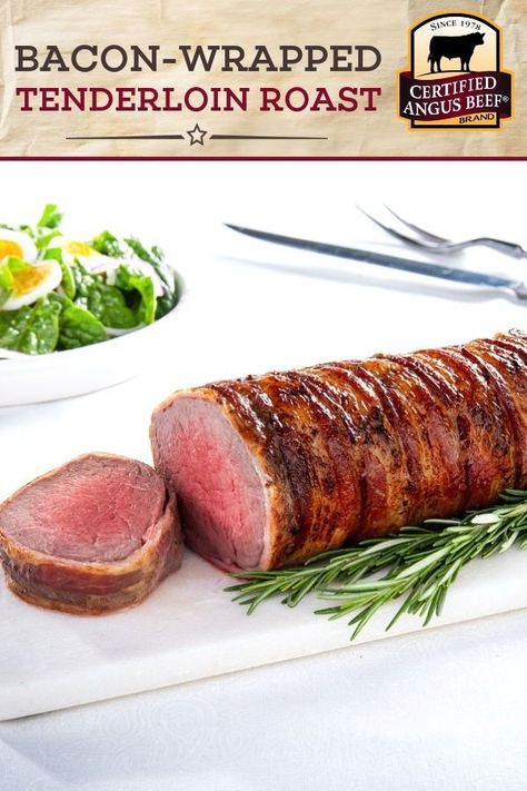 Bacon Wrapped Tenderloin, Filet Mignon Roast, Bacon Wrapped Beef, Bacon Wrapped Filet, Roast Beef Dinner, Beef Tenderloin Recipes, Beef Tenderloin Roast, Tenderloin Roast, Best Beef Recipes