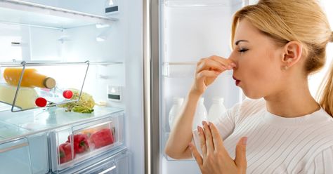 Does your refrigerator smell bad inside, even after cleaning it? Here's how to remove fridge odor and smells from a cleaning professional. Best Cut Of Steak, Fridge Smells, Fridge Odor, Clean Refrigerator, Uses For Coffee Grounds, Bones And Muscles, Asiago, House Cleaning Services, Clean Dishwasher