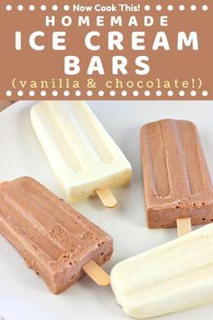 These easy Vanilla and Chocolate Homemade Ice Cream Bars are the perfect summertime treat. They're cold, super creamy, and absolutely delicious! All you need is five simple ingredients and about five minutes to mix everything together - then let your freezer do the rest. Get the recipe and give them a try! #homemadeicecreambars #icecreambars #icecream #summerdessert Homemade Ice Cream Bars, Chocolate Homemade, Ice Cream Bars, Homemade Vanilla Ice Cream, Ice Cream Pops, Homemade Popsicles, Lost 100 Pounds, Homemade Ice Cream Recipes, Ice Cream Popsicles