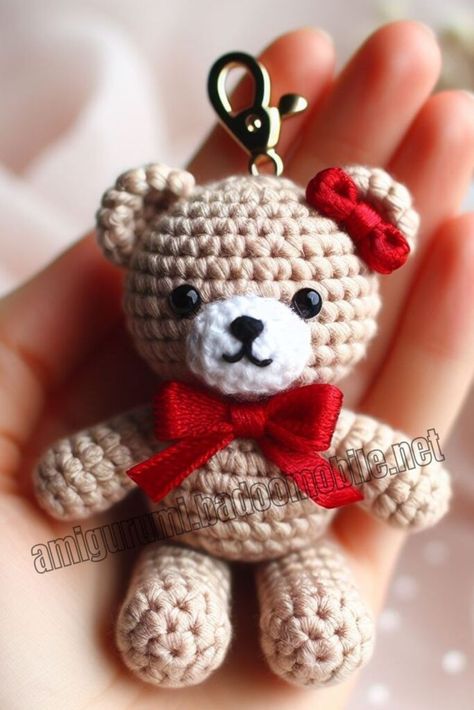 Amigurumi Bear Keychain Free Pattern-2 Crochet Teddy Keychain, Keychain Patterns Free, Crochet Keychain Pattern Free Easy, Crochet Keychain Free Pattern, Amigurumi Keyring, Crochet Keychain Pattern Free, Crochet Keyring Free Pattern, Crochet Bear Pattern, Cotton Crochet Patterns