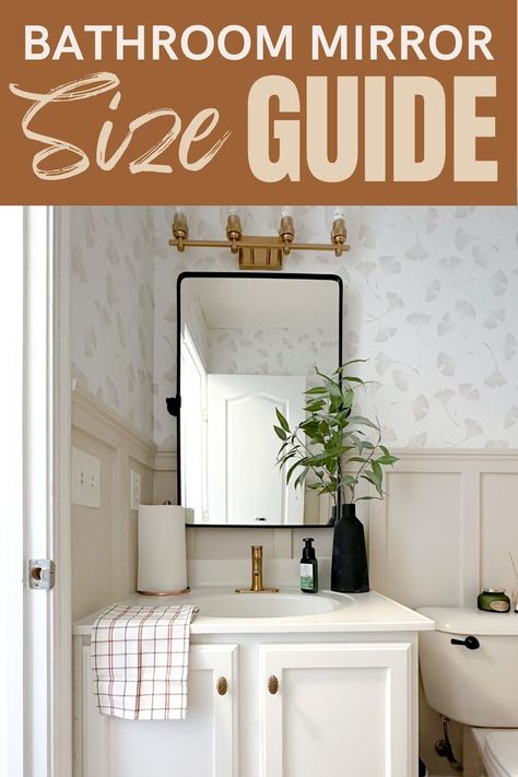 bathroom mirror size guide oval Bathroom Vanity Mirror Ideas, Master Bath Mirror, Farmhouse Bathroom Mirrors, Small Bathroom Mirrors, Powder Room Mirror, Large Bathroom Mirrors, Modern Bathroom Mirrors, Master Bath Vanity, Bathroom Mirror Frame