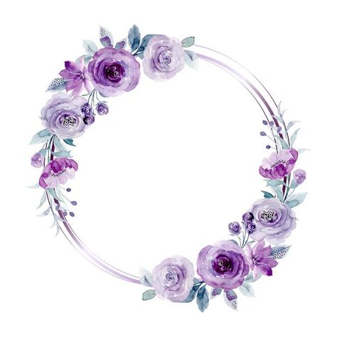 Purple rose flower wreath with watercolo... | Premium Vector #Freepik #vector #background #flower #frame #wedding Rose Flower Frame, Purple Rose Flower, Purple Flower Background, 3d Paper Flowers, Flower Background Design, Wedding Card Frames, Digital Invitations Wedding, Floral Cards Design, Watercolor Wreath