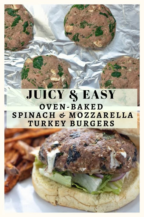 Low Carb Recipes For Diabetics, Baked Turkey Burgers, Low Carb Recipes Breakfast, Spinach Mozzarella, Greek Turkey Burgers, Easy Low Carb Recipes, Turkey Ideas, Turkey Burger Recipes, Beef Meals