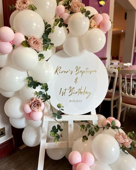 Centerpiece For 1st Birthday, Baptismal And Birthday Theme, Daughters 1st Birthday Ideas, Bautizo And First Birthday Girl, Baby Girl Baptism Centerpieces, Christening And Birthday Decorations, Bautizo Theme Ideas Girl, Baptism Souvenir Ideas Girl, Birthday And Baptismal Decoration