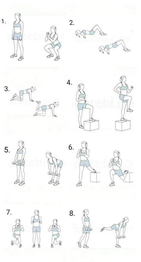 8 proven exercises for a rounder butt! 1.squat 2.glute bridge 3.weighted donkey kicks 4.step up with knee raise 5.romanian deadlift 6.bulgarian split squat 7.curtsy lunge 8.single leg deadlift Lunges With Weights, Belly Fat Loss Diet, Romanian Deadlift, Glute Workouts, Single Leg Deadlift, Bulgarian Split Squats, Donkey Kicks, Split Squat, Glute Bridge