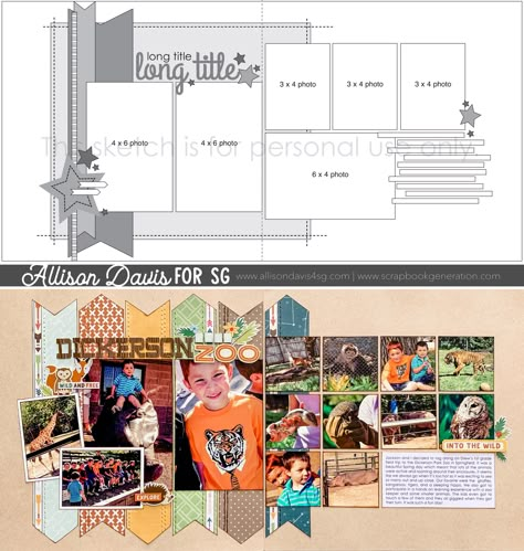 6 Photo Scrapbook Layout, Month In Review Scrapbook Layout, Scrapbook Layouts With Lots Of Photos, Scrapbook Generation Sketches, Two Page Scrapbook Layouts, Double Page Scrapbook Layouts, 2 Page Scrapbooking Layouts, Scrapbook Layouts Multiple Pictures, Scrapbook Multiple Photos