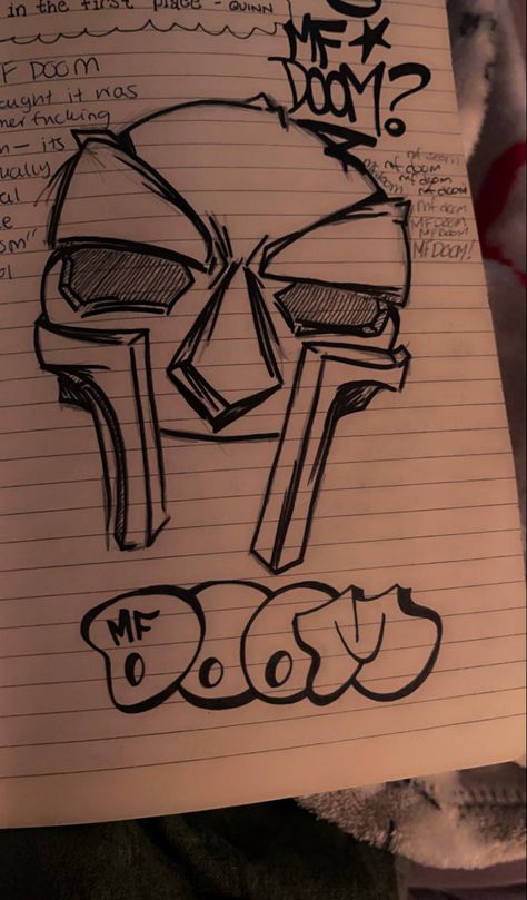 Mf Doom Drawing, Doom Drawing, Easy Graffiti, Easy Graffiti Drawings, Graffiti Words, Graffiti Writing, Graffiti Doodles, Mf Doom, Graffiti Style Art