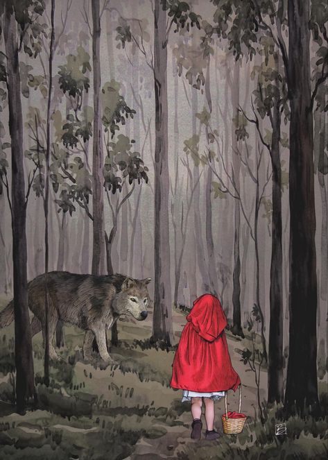 Red Riding Hood Art Dark, Red Riding Hood Wallpaper, Little Red Riding Hood Cartoon, Little Red Riding Hood Aesthetic, Red Riding Hood Drawing, Wolf Red Riding Hood, Little Red Riding Hood Illustration, Little Red Riding Hood Art, Red Riding Hood Illustration