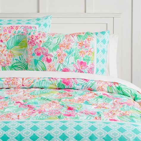 Lilly Pulitzer Orchid Border Duvet Cover & Sham | Pottery Barn Teen Large Duvet Covers, Colorful Bedroom Decor, Girls Duvet Covers, Twin Size Duvet Covers, Preppy Bedroom, Colorful Interior Design, Colorful Interior, Sham Bedding, Coastal Bedrooms