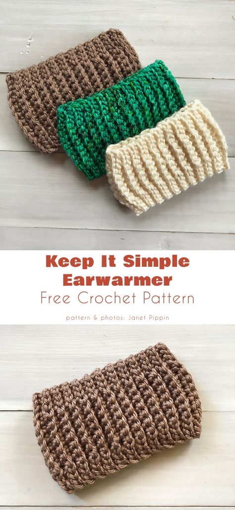 Keep it Simple Earwarmer Knit Or Crochet Headbands, Quick And Easy Crochet Ear Warmers, Crochet Ear Band Pattern Free, Hair Bands Crochet, Chunky Crochet Ear Warmer, Crocheted Headbands Free Patterns Easy, Head Band Crochet Pattern Free, Simple Crochet Headband Pattern Free, Headbands Crochet Patterns Free