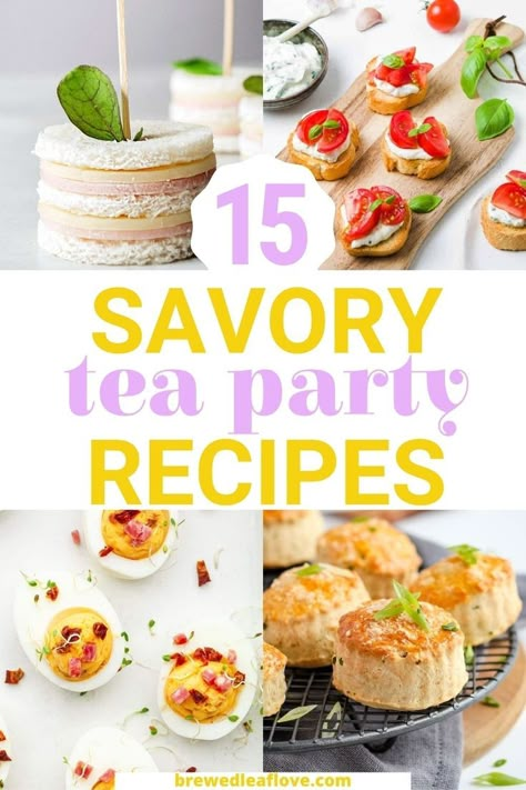 Cottagecore Tea Party Food, Tea Party Savory, Tea Party Food Recipes, Yea Party Food, Savory Food Ideas, Savory Tea Party Food, Tea Party Food Ideas, Food Ideas Recipes, Tea Party Sandwiches Recipes