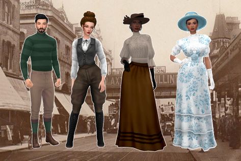 Sims Regency, Sims 4 Cc Decades Challenge, Sims 4 Decades Challenge Cc, Ultimate Decades Challenge, Sims 4 Victorian, Edwardian Skirt, Sims 4 Historical, Sims 4 Decades Challenge, Sims 4 Challenges