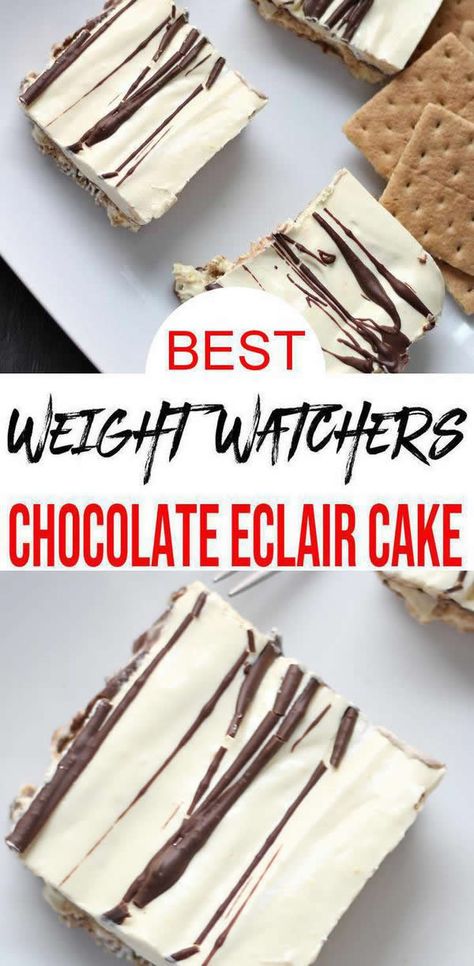 BEST Chocolate Weight Watchers Eclair Recipe! Chocolate Eclair Cake is a great small sweet treat, snack, breakfast or Weight Watchers desserts! Satisfy a sweet craving with a low Smartpoint chocolate treat. Low calorie skinny NO BAKE Weight Watchers chocolate eclair #ww #smartpoint #chocolate Eclair Chocolate, Eclairs Dessert, Sugar Free Vanilla Pudding, Sugar Free Chocolate Syrup, Chocolate Eclair Cake, Eclair Recipe, Ww Recipe, Chocolate Recipes Easy, Eclair Cake