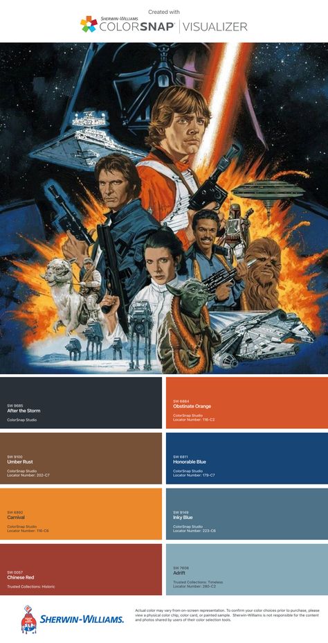 Star Wars Character Color Palette, Boba Fett Color Palette, Star Trek Color Palette, Star Wars Colors Palette, Anakin Skywalker Color Palette, Star Wars Color Palette, Star Wars Color Pallete, Star Wars Bathroom, Star Wars Symbols