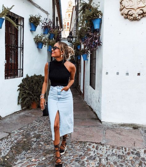 Women’s Office Outfits Summer, June Outfit Ideas, Dressing In Your 30's Outfits, Phoenix Outfits, Summer Date Night Outfits, Summer Bbq Outfit, Denim Skirt Outfits, Looks Chic, Mode Inspo