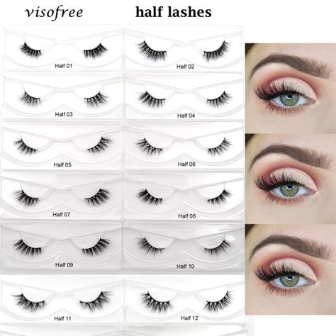 Visofree Half Lashes Mink Eyelashes Natural Soft False Eyelashes Long Wispy 3D Mink Lashes Makeup Eyelash Extension Fake Lashes _ - AliExpress Mobile Half Lashes, Cool Symbols, Bottle Design Packaging, Natural False Eyelashes, Eyelashes Natural, Lashes False, Fake Lashes, Longer Eyelashes, Makeup Eyelashes