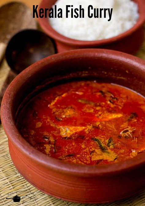 Kerala style fish curry, Spicy Kerala Meen Curry Recipe Meen Curry Kerala, Kerala Style Fish Curry, Fish Curry Kerala Style, Kerala Fish Curry Recipes, Fish Curry Recipe Indian, Pomfret Fish Recipe, Indian Fish Curry Recipe, South Indian Fish Curry, Kannamma Cooks