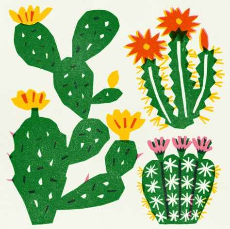 Cacti on Behance Mexican Graphic Design, Cactus Drawing, Crochet Garden, Pizza Art, Cactus Illustration, Pottery Painting Designs, Lino Prints, Cactus Art, Cactus Design