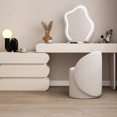 Furniture Made of 2x4s | Apartment Therapy 👉 Go to the website to find out more. Make Up Chair Design, Dressing Tables Ideas, Small Vanity Storage Ideas, Desk And Vanity In One Bedroom, Make Up Desk Design, Desk And Vanity In One, Minimalist Makeup Vanity, Touchscreen Mirror, Minimalist Dressing Table