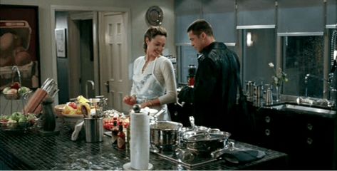 10 all-time best movie kitchens Ms And Mrs Smith, Movie Kitchens, White Colonial, Mr Mrs Smith, Silver Tile, Mr And Mrs Smith, Mr & Mrs Smith, Kitchen Decor Inspiration, Famous Houses