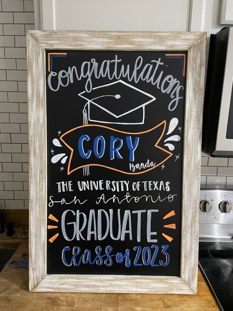 Grad Party Welcome Sign Chalkboard, Chalkboard Graduation Ideas, Graduation Chalkboard Art, Grad Party Chalkboard Ideas, Graduation Party Chalkboard Signs, Graduation Chalkboard Sign, Graduation Crafts Preschool, Creative Graduation Party Ideas, Grad Party Banner