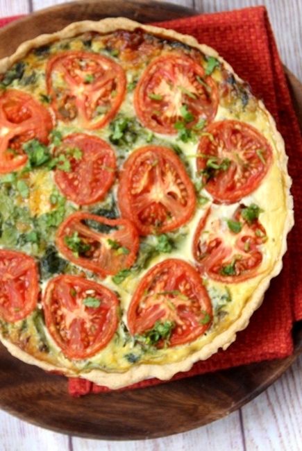 Gouda Quiche, Ricotta Cream Cheese, Spinach Ricotta Pie, Heirloom Tomato Tart, Ricotta Cream, Tomato Quiche, Spinach Quiche Recipes, Ricotta Spinach, Christine Elise