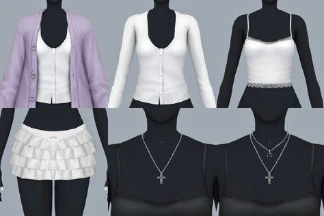 cloudcat | Wonder If You Care Set 🎀 Sims 4 Cardigan Accessory, Cardigan Sims 4 Cc, Sims 4 Cardigan, Pretty Sims, Wavy Bangs, Maxis Match Cc, Makeup Cc, Quiet Life, Sims4 Cc