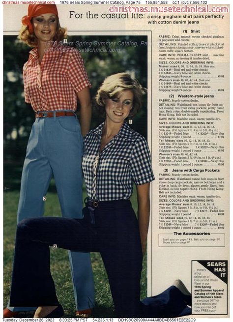 1976 Sears Spring Summer Catalog, Page 75 - Catalogs & Wishbooks 1976 Fashion, 70s Women Fashion, Sears Catalog, Fashion Marketing, 1980s Fashion, Couture Sewing, 70s Retro, 70s Fashion, New Look