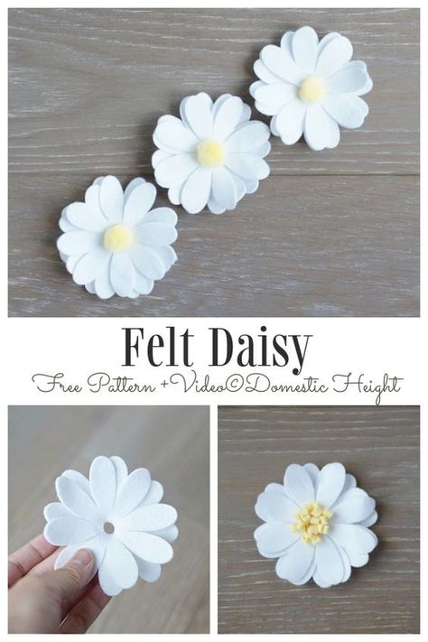 Felt Flowers No Sew, Felt Flower Banner, Free Felt Flower Templates, Flowers Out Of Felt, Daisy Felt Flower, Diy Fabric Daisy Flowers, Felt Flowers Patterns Free, Diy Fabric Flowers Easy No Sew, Diy Felt Flowers Template