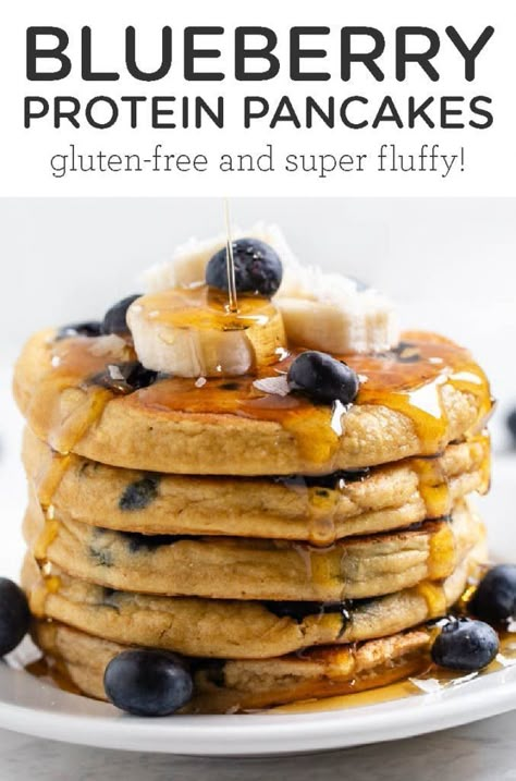 Gluten Free Protein Pancakes, Blueberry Protein Pancakes, Protein Powder Pancakes, Healthy Pancakes, Simply Quinoa, Protein Dinner, Healthy Blueberry, Protein Powder Recipes, Gluten Free Pancakes