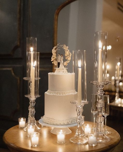 Will I ever get over this couple's extra special detail of using their grandparent's family heirloom cake topper? Probably not... 😍⁠ ⁠ Planner: @natashaleighevents⁠ Candles: @luminousevents⁠ Florals: @irisnola⁠ Cake: @bittersweetnola⁠ Venue: @ilmercatonola Wedding Cake Candles, Table Decorations Candles, Wedding Cake Table Decorations, Candle Table Decorations, Cake Candles, Cake Table Decorations, Wedding Cake Table, Candle Cake, Cake Table