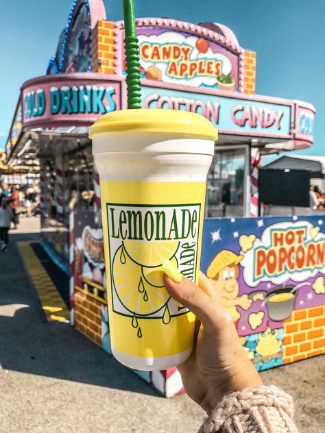 Fair Lemonade Aesthetic, 80s Spring Break, Carnival Food Stand Aesthetic, Carnival Lemonade, Fairground Aesthetic, Carnival Drinks, Carnival Foods, Food Polls, Bakery Decoration