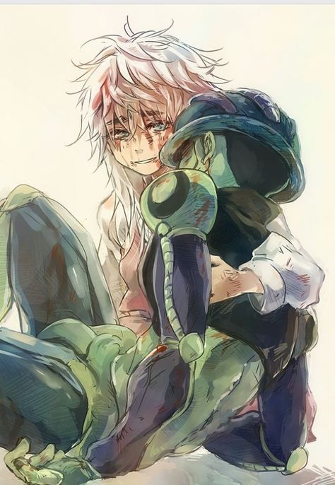 Komugi holding Meruem Kumogi And Meruem, Hunter X Hunter Komugi, Anime Hunter, Hxh Characters, Fullmetal Alchemist Brotherhood, Hunter Anime, Fanarts Anime, An Anime, Hunter X Hunter