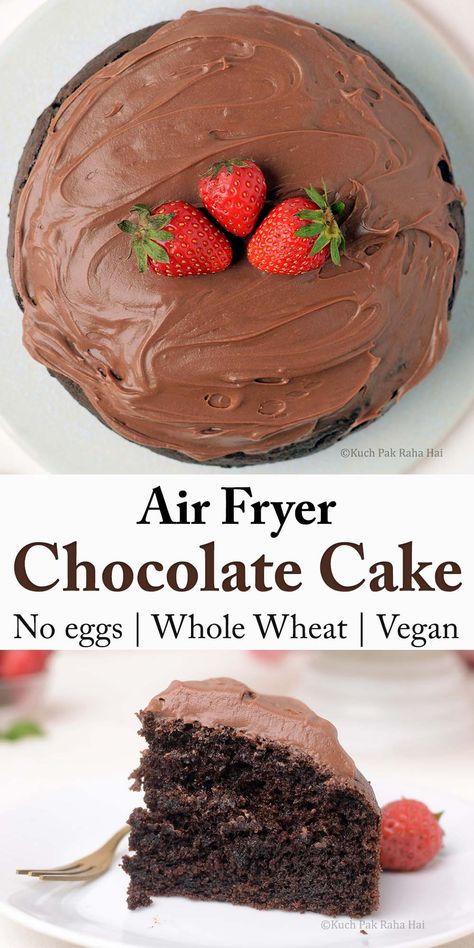 How To Bake A Cake In An Air Fryer, Vegan Air Fryer Desserts, Airfryer Cake, Chocolate Cake No Eggs, Air Fryer Chocolate Cake, Cake In Air Fryer, Baking Recipes Uk, Cake No Eggs, Air Fryer Cake