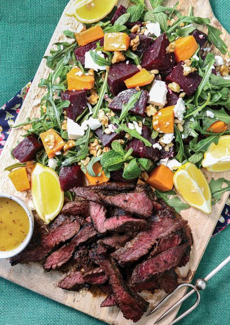 Recipe :: Kangaroo Steak with roast beetroot salad - Adelady Kangaroo Steak Recipes, Kangaroo Meat Recipes, Kangaroo Recipe Dinners, Australian Dishes, Kangaroo Steak, Kangaroo Recipe, Roast Beetroot, Bush Tucker, Fresh Eats