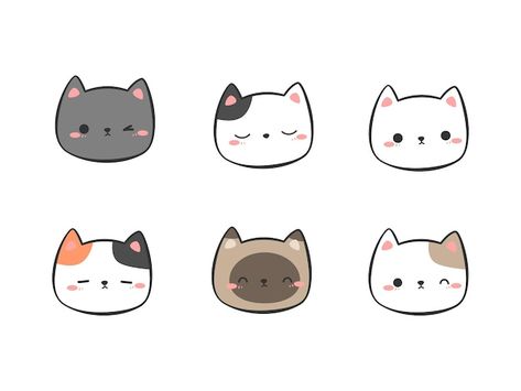 Cat Face Doodle, Cat Head Drawing, Cat Face Drawing, Face Doodles, Head Cartoon, Chat Kawaii, Head Drawing, Cartoon Doodle, Cute Cat Face