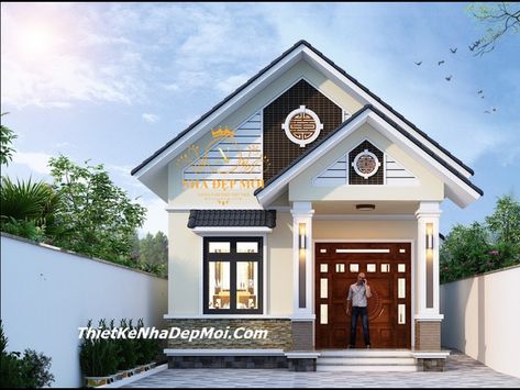 2 ban thiet ke nha chu l 1 tang 3 phong ngu 6x20 by Thiết Kế Nhà Đẹp Mới on Dribbble Thai Mat, Home Designs Exterior, Small House Elevation, Thai House, House Construction Plan, Minimal House Design, House Elevation, Design Jobs, Best House Plans