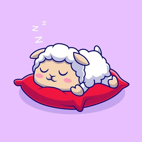 Sleeping Sheep Illustration, Cute Sleeping Cartoon, Sleeping Animals Cute, Cute Sheep Art, Sleepy Cartoon, Pi Logo, Sleeping Cartoon, Lamb Drawing, Pillow Illustration