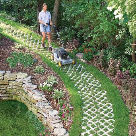 Paver Path, Sloped Backyard, Stone Steps, Building A Pergola, Landscaping Supplies, Garden Pathway, Backyard Projects, Patio Stones, Lawn And Garden