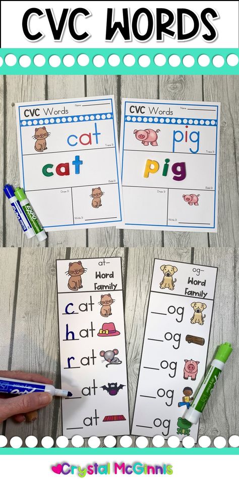 Cvc Literacy Centers, Cvc Centers, Writing Cvc Words, Centers For Kindergarten, Phonics Cvc, Morning Work Activities, Phonics Centers, Word Cat, Expo Marker