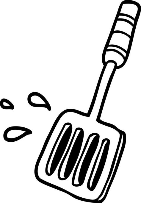 line drawing of a kitchen spatula tool Kitchen Spatula, A Kitchen, Line Drawing, Clip Art, Drawings