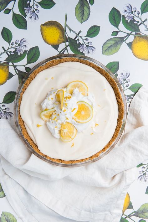 No Bake Lemon Cool Whip Pie (Only 4 ingredients!) - BetsyLife Lemon Cool Whip, Easy Lemon Icebox Pie, Cool Whip Pie, Cool Whip Pies, Lemon Icebox Cake, No Bake Lemon, Lemon Icebox Pie, Lemon Cream Pies, No Bake Lemon Cheesecake