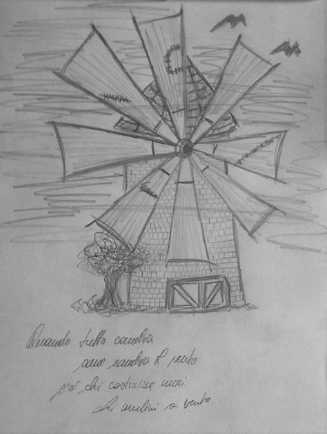 Wind Mill Drawing, Mill Drawing, Windmill Illustration, Wind Mill, School Poster, School Posters, Drawings, Pins, Quick Saves