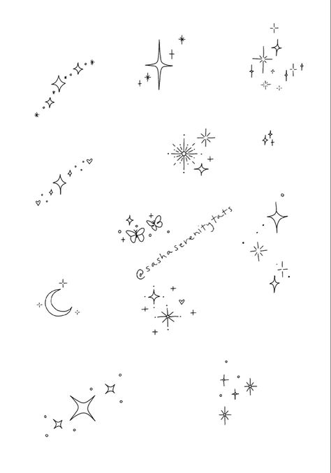 Tiny Tattoos Sparkle, Different Star Tattoo Designs, Small Sparkle Star Tattoo, Star Designs Tattoos, Cute Sticker Tattoo, Star And Sparkle Tattoo, Sparkle Tattoo Aesthetic, Lucky Fin Tattoo, Star Sparkle Tattoo Designs