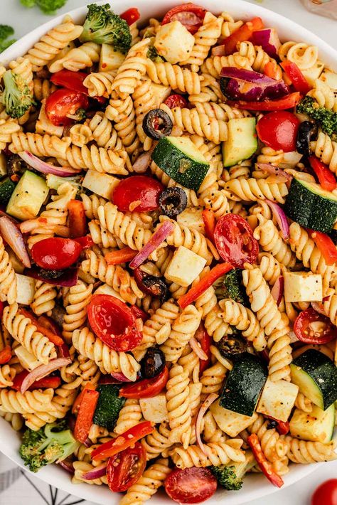 Salad Supreme Pasta Salad - Princess Pinky Girl Salad Supreme Pasta Salad, Salad Supreme Recipe, Shrimp Salad Recipes Healthy, Croissants Breakfast, Salad Supreme, Rotini Pasta Salad, Salad Aesthetic, Summer Pasta Salad Recipes, Pasta Fresh