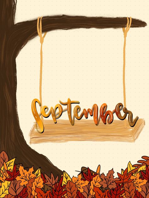 Septemeber cover page September Bullet Journal Cover Easy, September Bujo Theme, Fall Bullet Journal Cover, September Cover Page, September Cover Page Bullet Journal, September Header Bullet Journal, September Bujo, October Title Page Bullet Journal, Digital Bujo