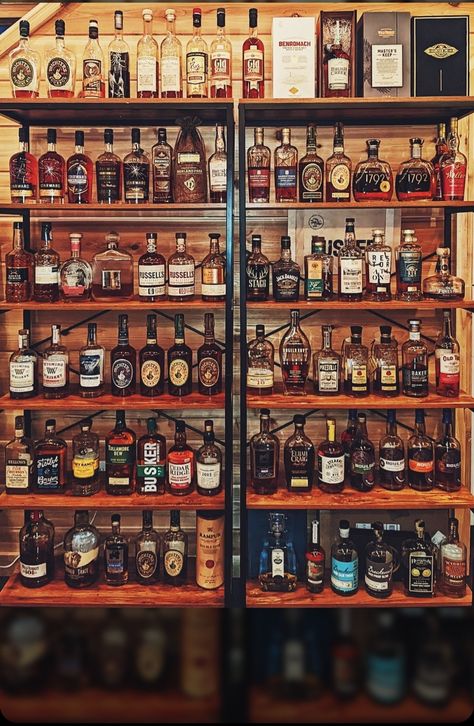 Bourbon Storage, Liquor Store Ideas, Cigars And Bourbon, Bourbon Room, Dads Room, Cigars And Whiskey, House Decorations, Liquor Store, Store Ideas